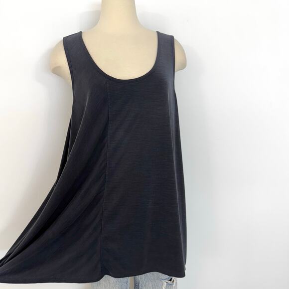 Athleta Relaxed Ribbed Tank Top Sleeveless Black/Charcoal Gray 2X - Picture 4 of 12